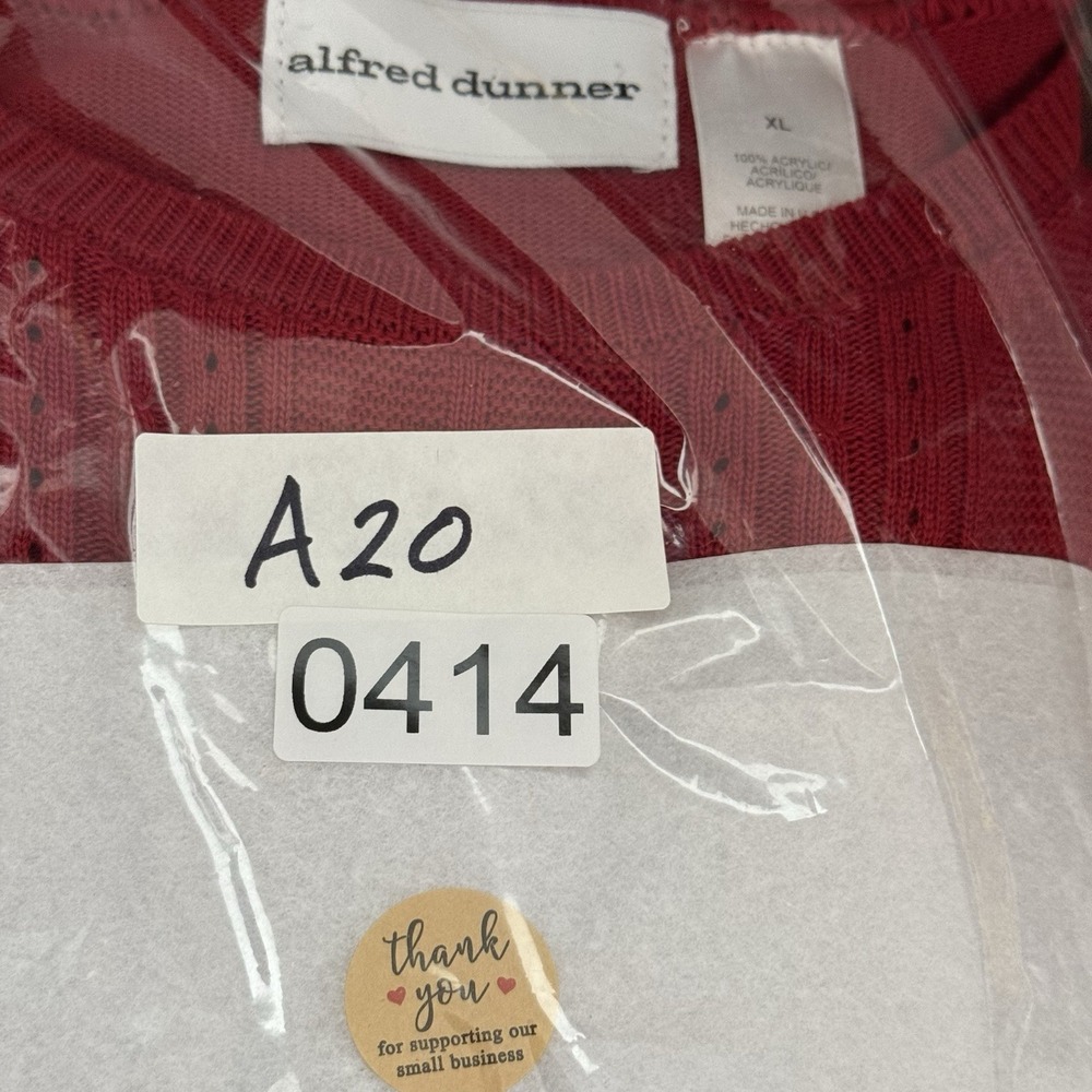 Alfred Dunner Women's XL Red Short‎ Sleeve Cable Knit Pullover Sweater Classic - Picture 12 of 12